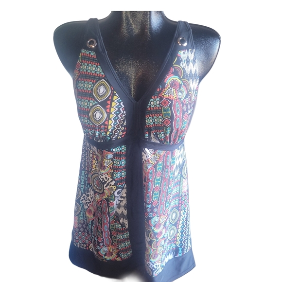 Ile Moreau Colorful Patterned 1 Piece Swimsuit L - Picture 1 of 3